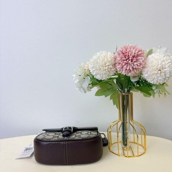 Coach CU982 Amelia Saddle Bag In Signature Jacquard IN OAK MAPLE - Picture 5 of 7